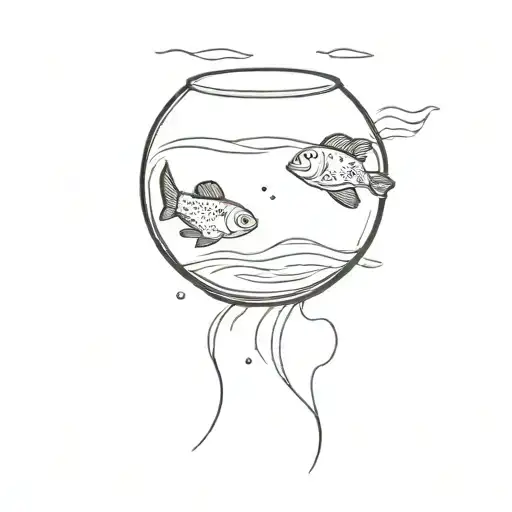 two lost souls swimming in a fishbowl black and white tattoo design idea