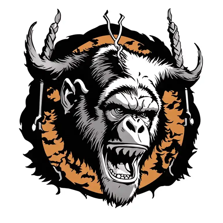 king kong hanging tattoo design idea