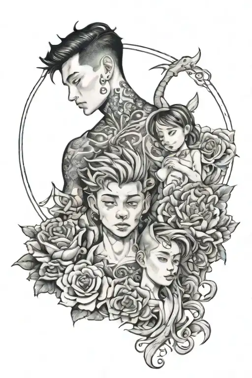 the life of a suffering boy who loves his family, who is dangerous tattoo design idea
