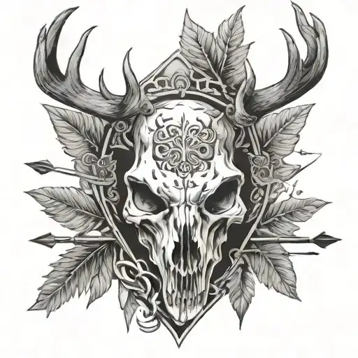 Deer Skull With Arrow tattoo design idea