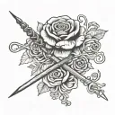 WOOL AND KNITTING NEEDLES WITH MESSAGE: BLESSING GRANDMA tattoo design idea