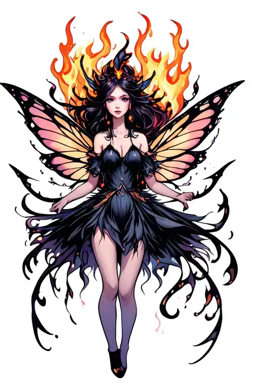 fire fairy tattoo design idea