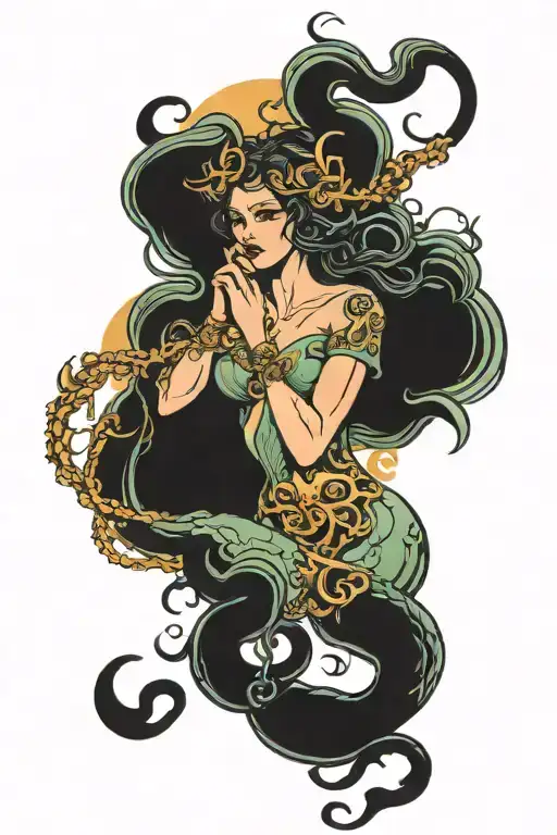 medusa and  black moon lilith  tattoo design idea