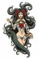medusa and  black moon lilith  tattoo design idea