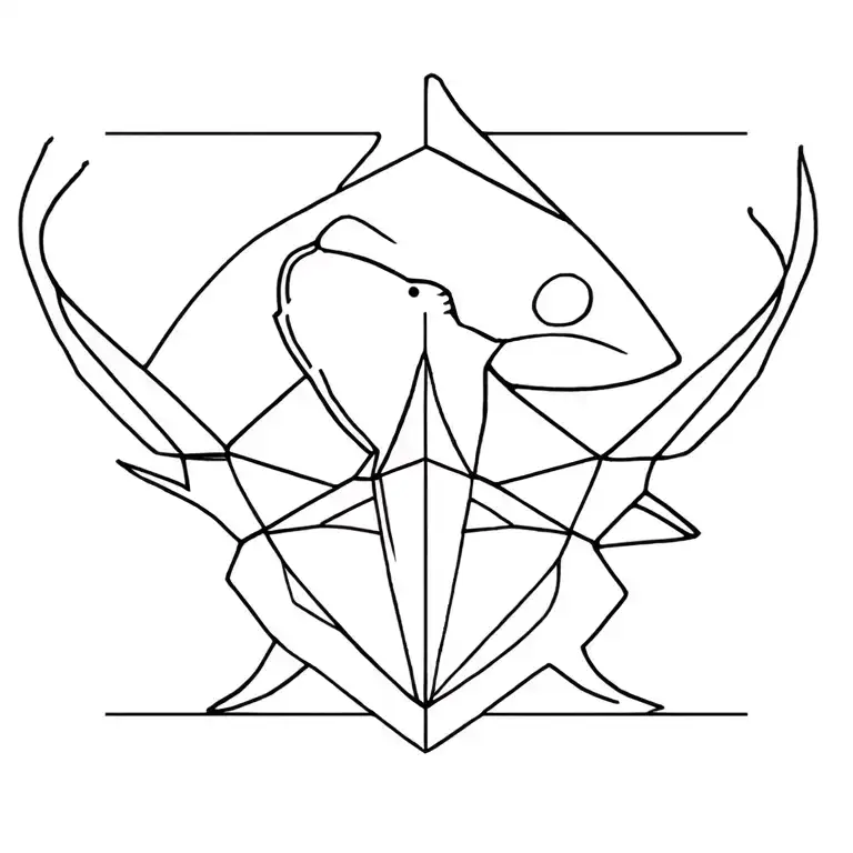mantaray, shark, turtle, geometrics tattoo design idea