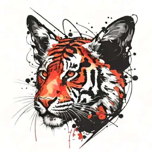 butterfly tiger head cybersigilism tattoo design idea