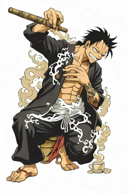smoker one piece anime tattoo design idea