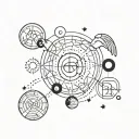 zodiac constellation leo, pisces, aries, and virgo entwined uniquely  tattoo design idea