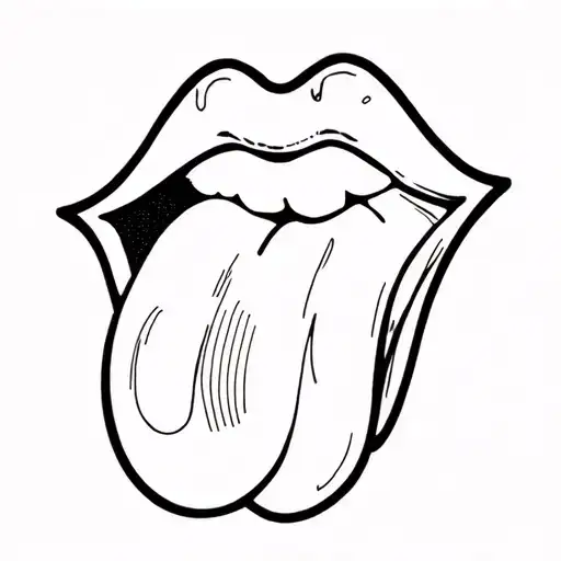 stuck out tongue hanging tattoo design idea