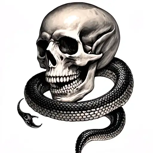 Skull and Snake tattoo design idea