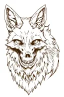  Zombie Fox with skull face tattoo design idea
