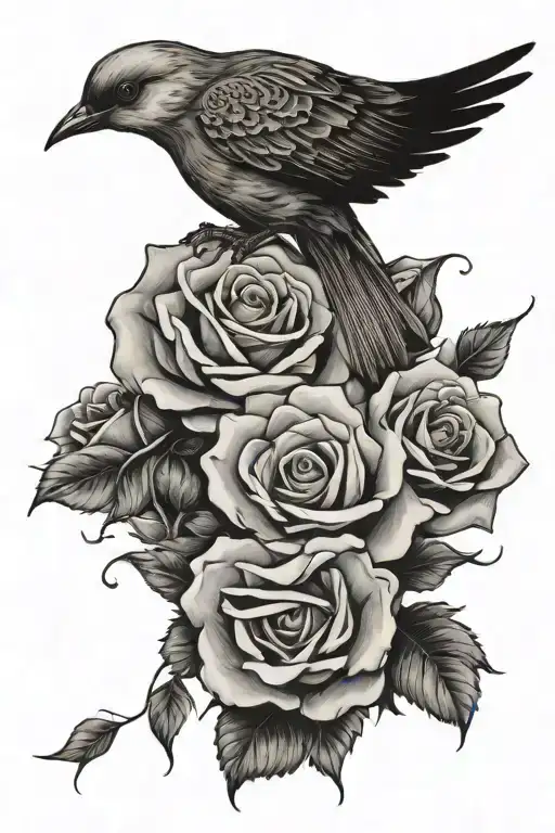 rose star cloud bird tattoo design idea