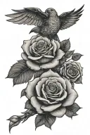 rose star cloud bird tattoo design idea