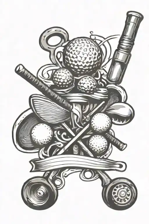 golf clubs and tools tattoo design idea