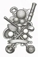 golf clubs and tools tattoo design idea