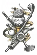 golf clubs and tools tattoo design idea