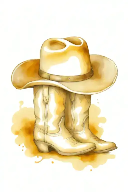 cowboy hat and boots tattoo design idea