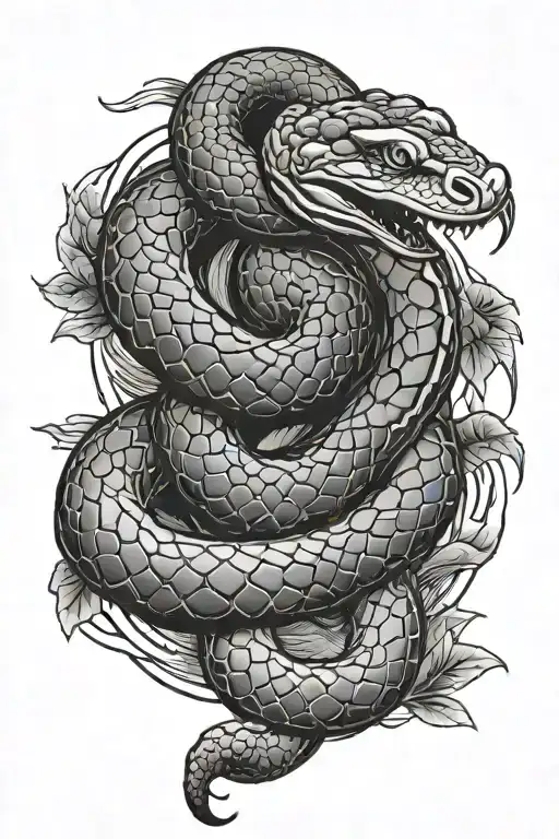 japanese style snake tattoo design idea