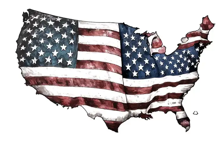 US flag but stars are maple leaves tattoo design idea