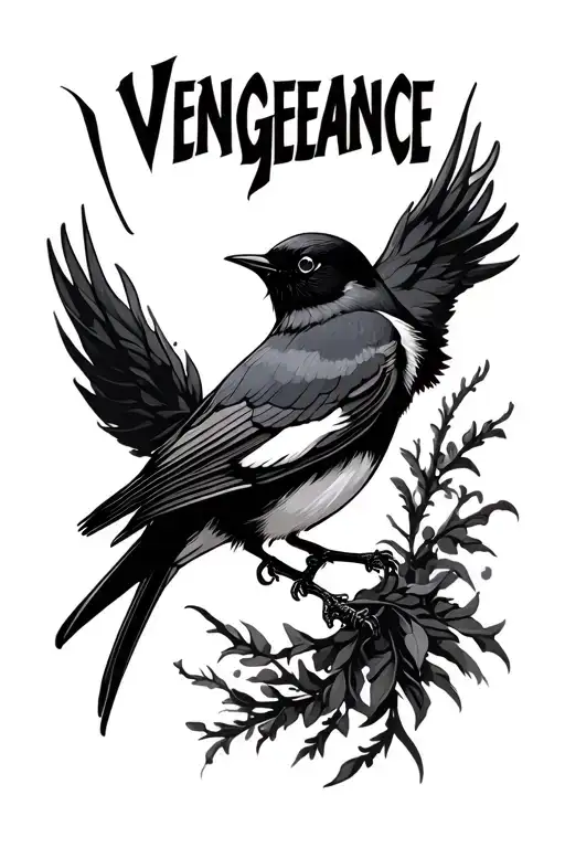 "vengeance" willy wagtail bird  tattoo design idea
