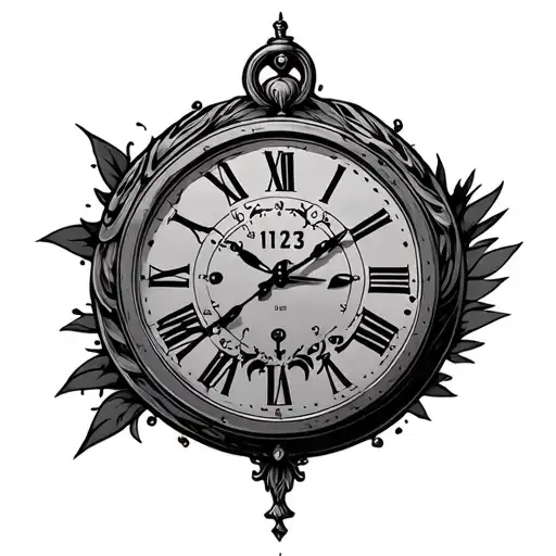 Roster clock that says 11:23 tattoo design idea