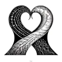 A minimalist design of two intertwined paths symbolizing unity and destiny tattoo design idea