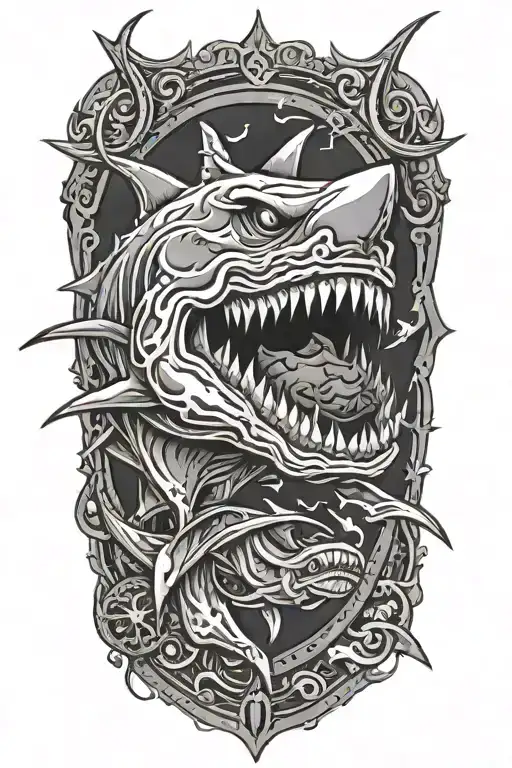 demon shark tattoo design idea