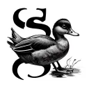 initial s with a duckling  tattoo design idea