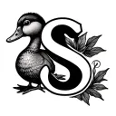 initial s with a duckling  tattoo design idea