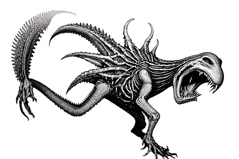 Alien Romulus is growling tattoo design idea