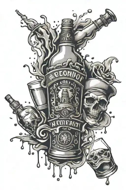 Alcohol and Accident tattoo design idea