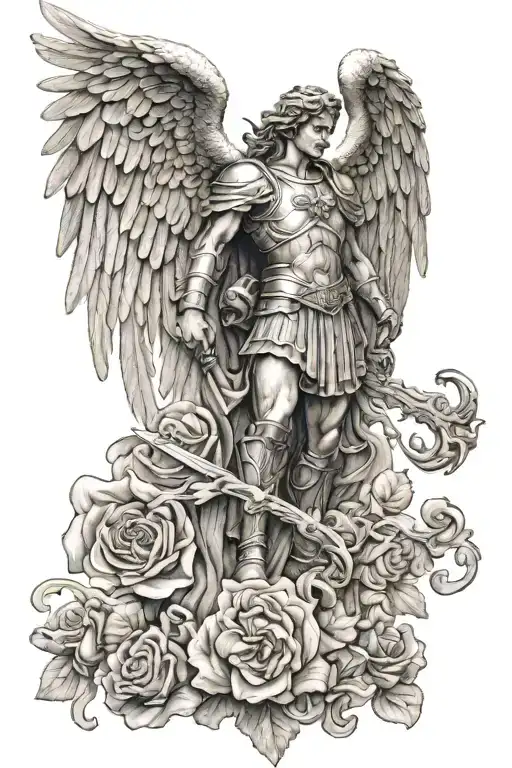 Saint Michael archangel tattoo design idea