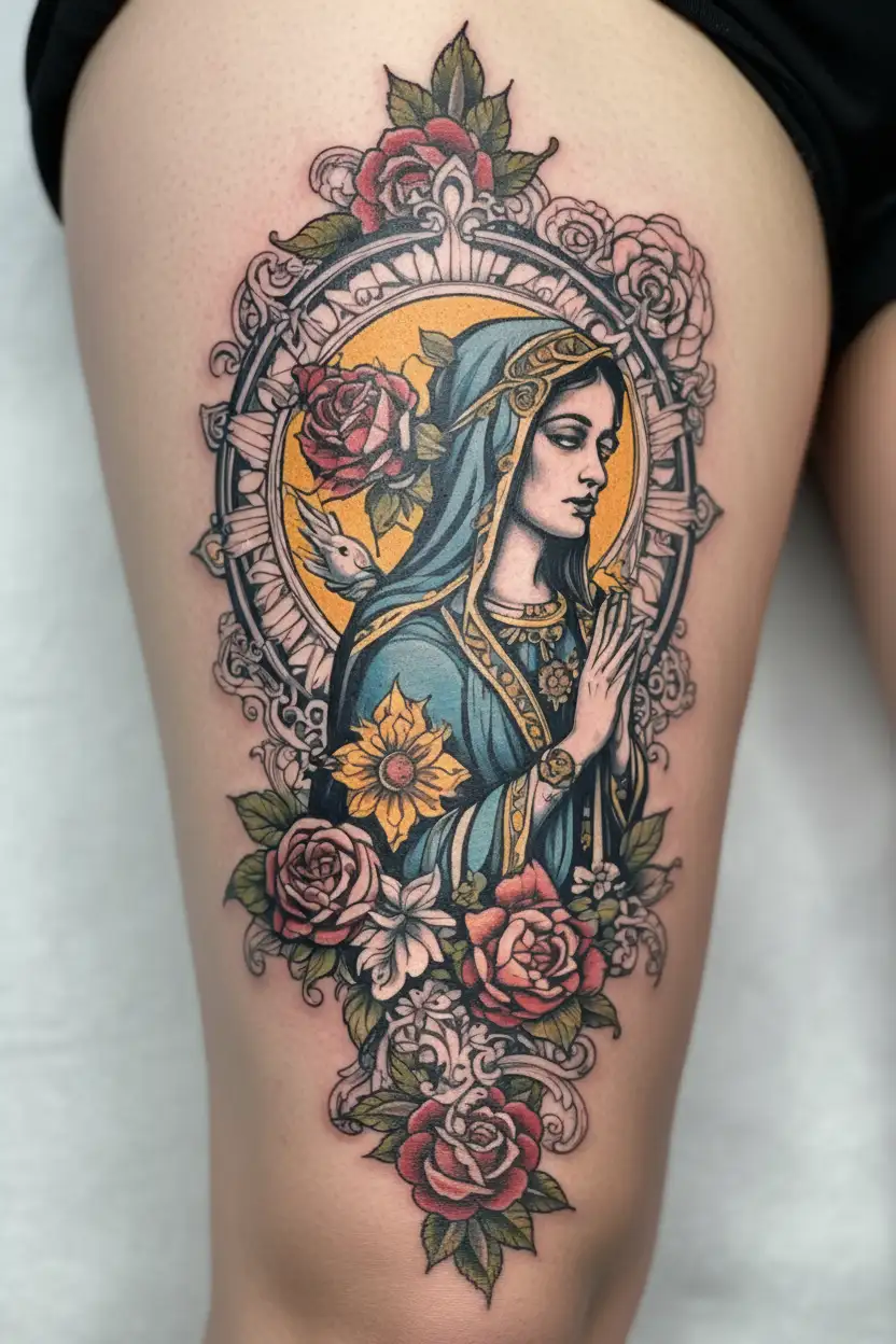 our lady of guadalup tattoo design idea