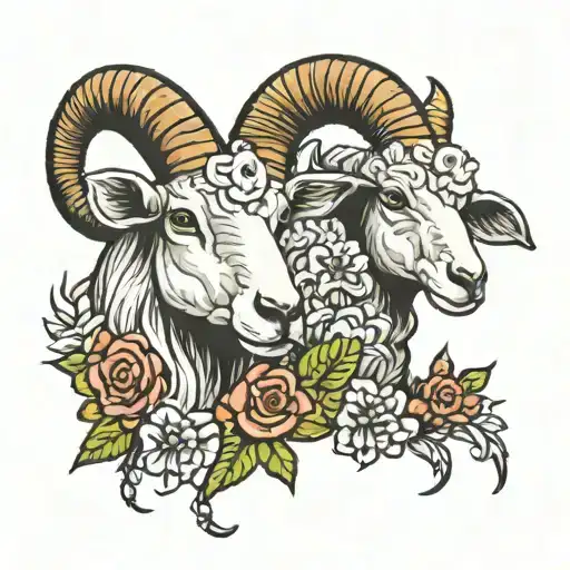 show sheep and black boer goat tattoo design idea