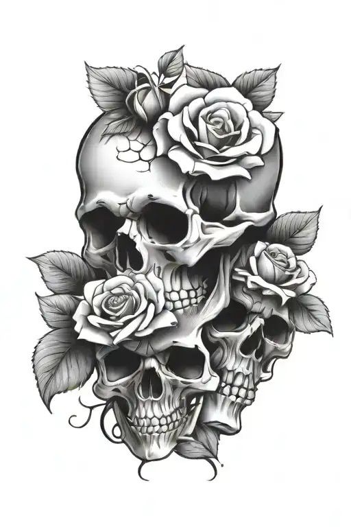 skull end roses  tattoo design idea