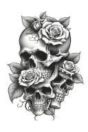 skull end roses  tattoo design idea