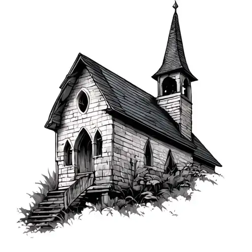 Vin Diesel against the background of the birdhouse of the Church tattoo design idea