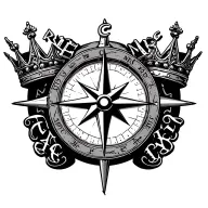"Heather" "Heather" true north compass with queen's crown  tattoo design idea