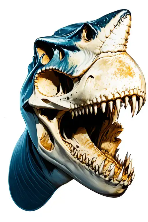 megalodon skull made from other dinosaurs tattoo design idea