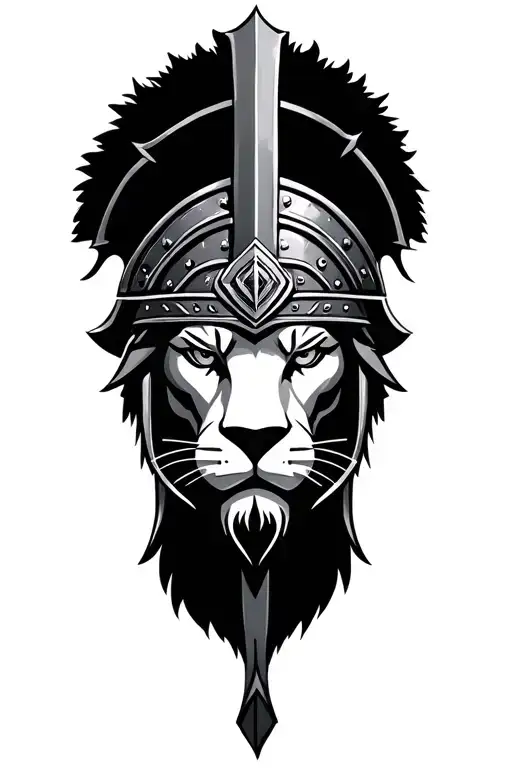 Roman gladiator lion head tattoo design idea