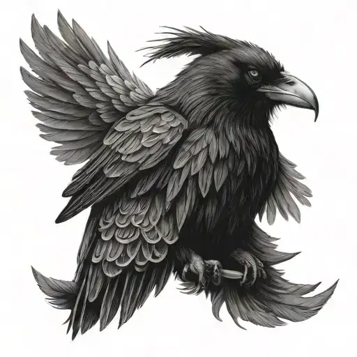 photorealistic raven in the style of Ragnars armor from the show Vikings  tattoo design idea