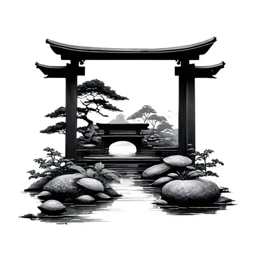 japan zen garden tattoo design idea