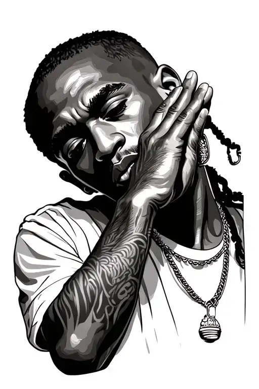 2pac praying tattoo design idea