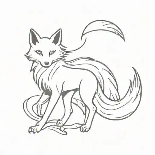 nine tailed fox tattoo design idea