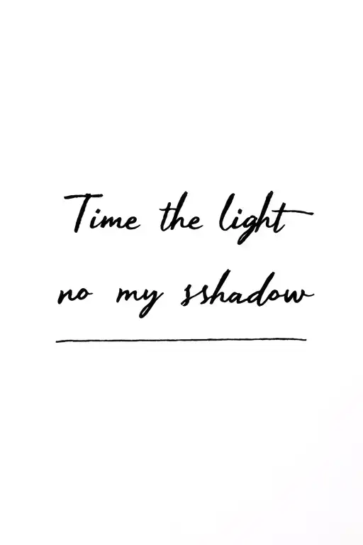 Phrase: Time the light no my shadow tattoo design idea