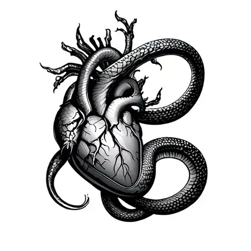 heart snake deception tattoo design idea