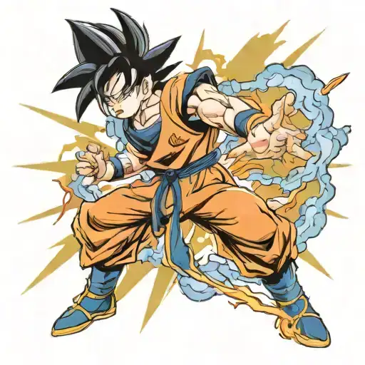 Goku doing a kamehameha but the beam is the colors of the german flag tattoo design idea