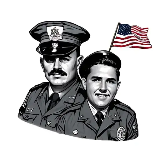 grandpaw and uncle passed away. grandpaw was army veteran and cop uncle was marine and cop. Remeberence tattoo small tattoo design idea