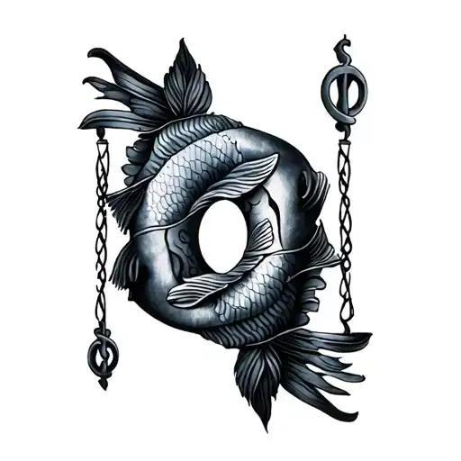 Libra scales and Pisces symbol intertwined tattoo design tattoo design idea