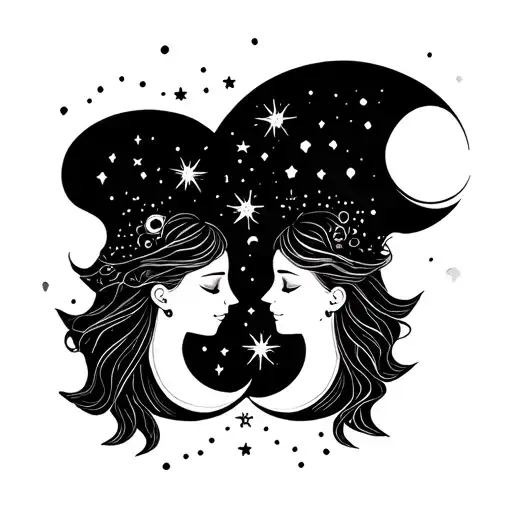 Small mother and daughter moon sun and stars matching tattoos  tattoo design idea